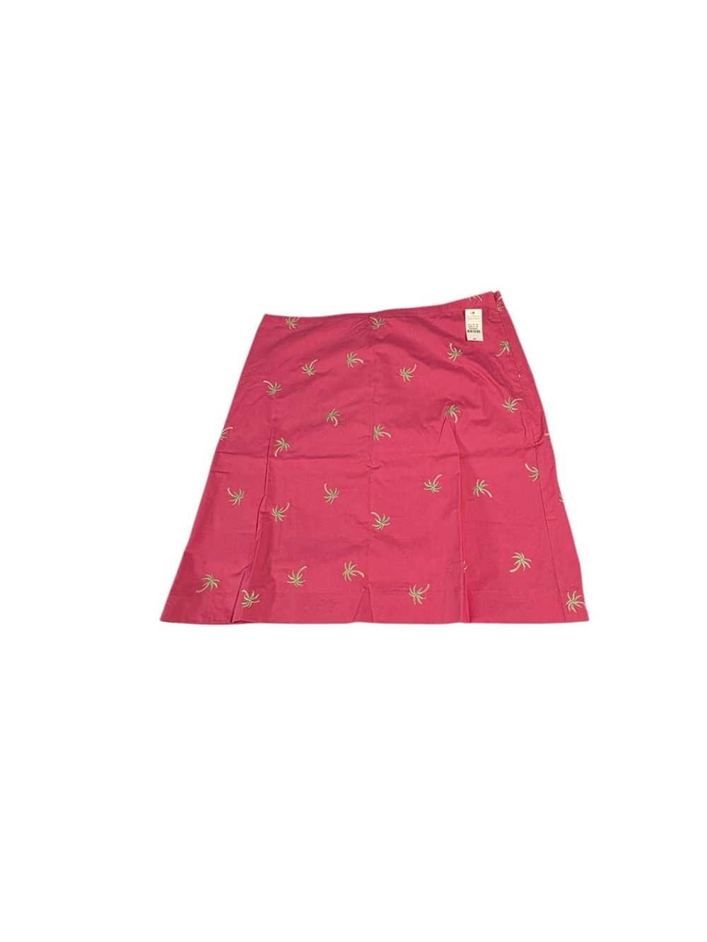 Talbots Petites 8P Pink Palm Tree Embroidered Cotton Mini Skirt Resort
